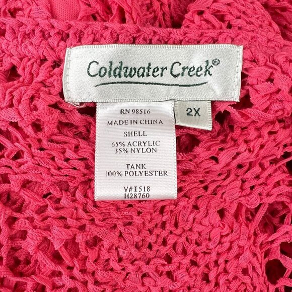 Coldwater Creek Womens 2X Red Crochet Long Sleeve Sweater  w/Attached Tank Top - Picture 2 of 5